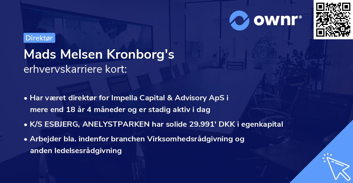 Mads Melsen Kronborg's erhvervskarriere kort
