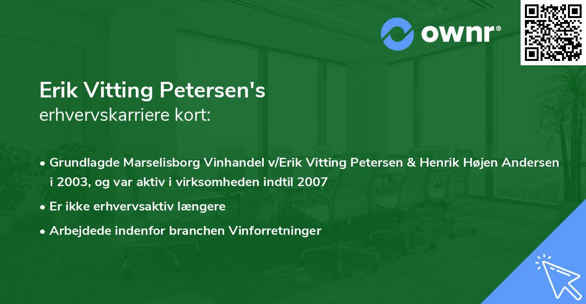 Erik Vitting Petersen's erhvervskarriere kort