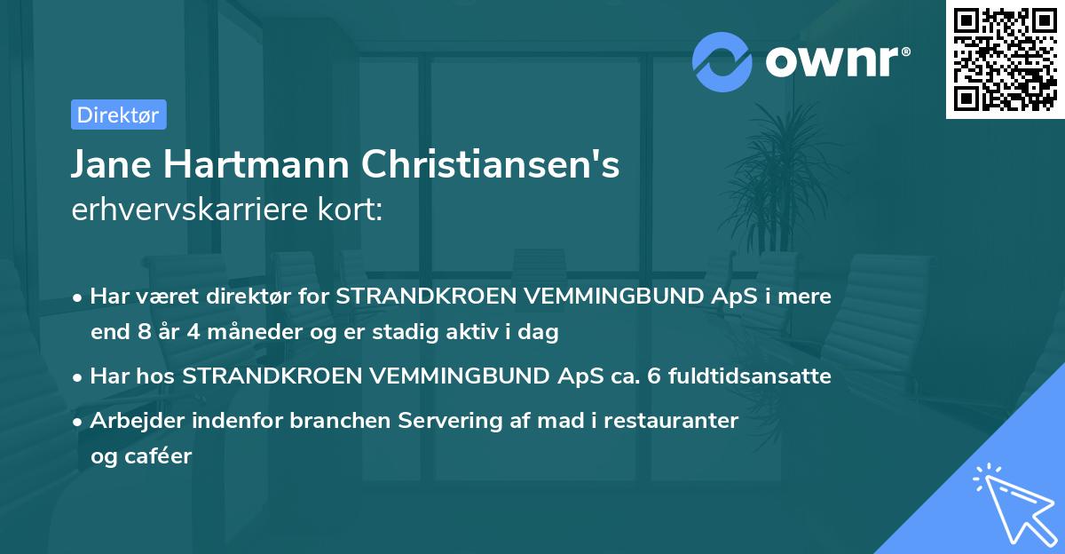 Jane Hartmann Christiansen's erhvervskarriere kort