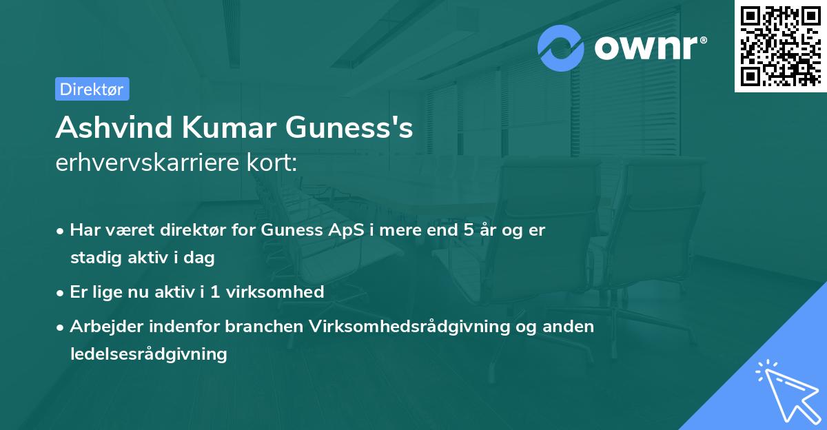 Ashvind Kumar Guness's erhvervskarriere kort