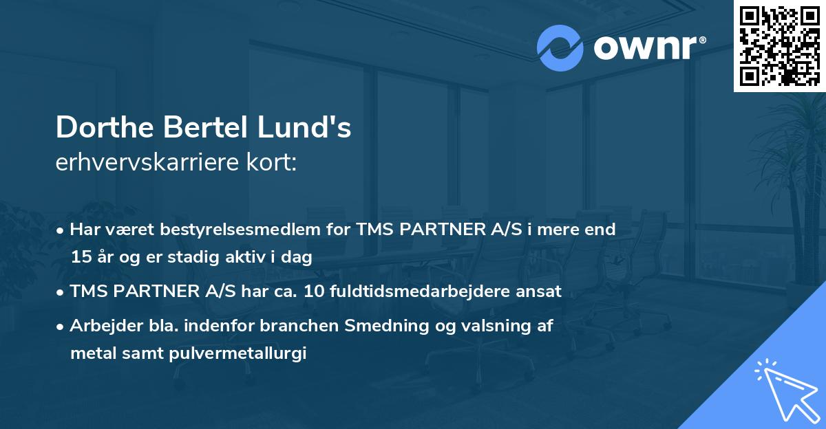 Dorthe Bertel Lund's erhvervskarriere kort