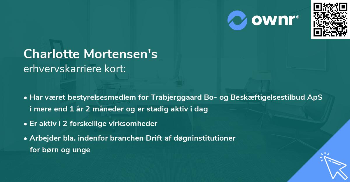 Charlotte Mortensen's erhvervskarriere kort
