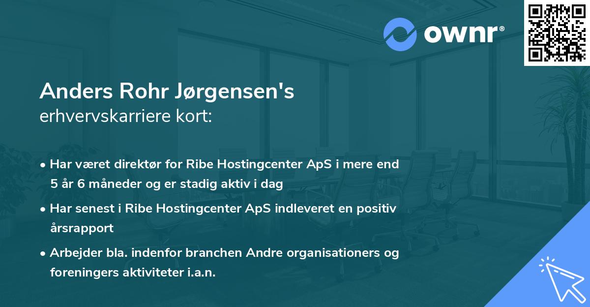 Anders Rohr Jørgensen's erhvervskarriere kort