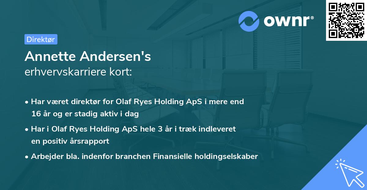 Annette Andersen's erhvervskarriere kort