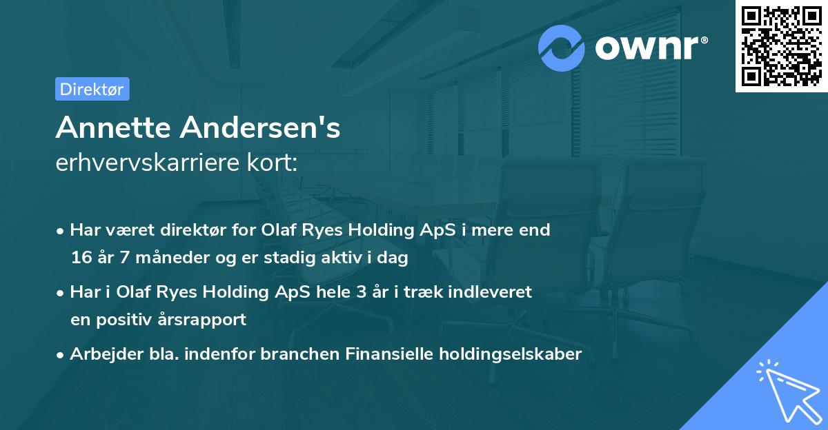 Annette Andersen's erhvervskarriere kort