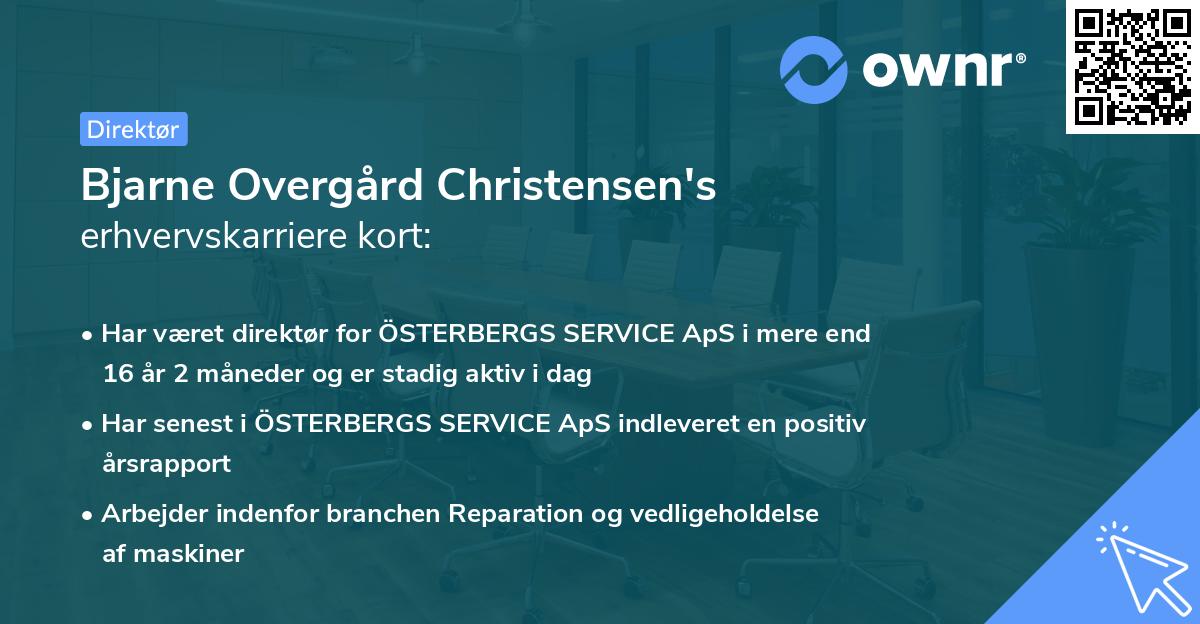 Bjarne Overgård Christensen's erhvervskarriere kort