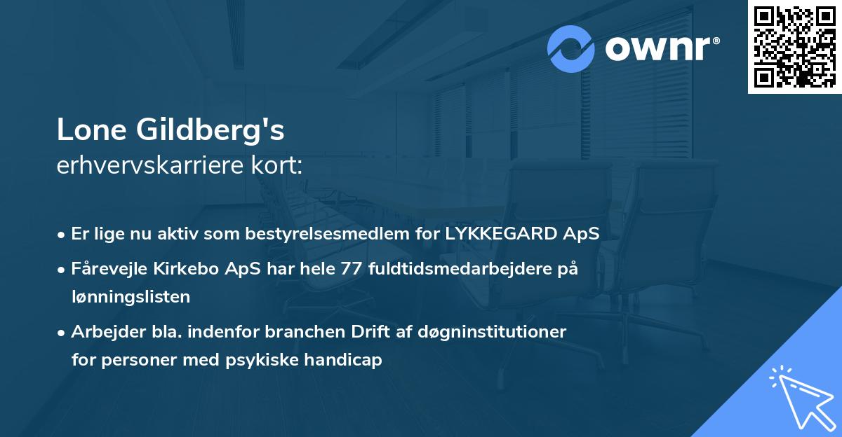 Lone Gildberg's erhvervskarriere kort