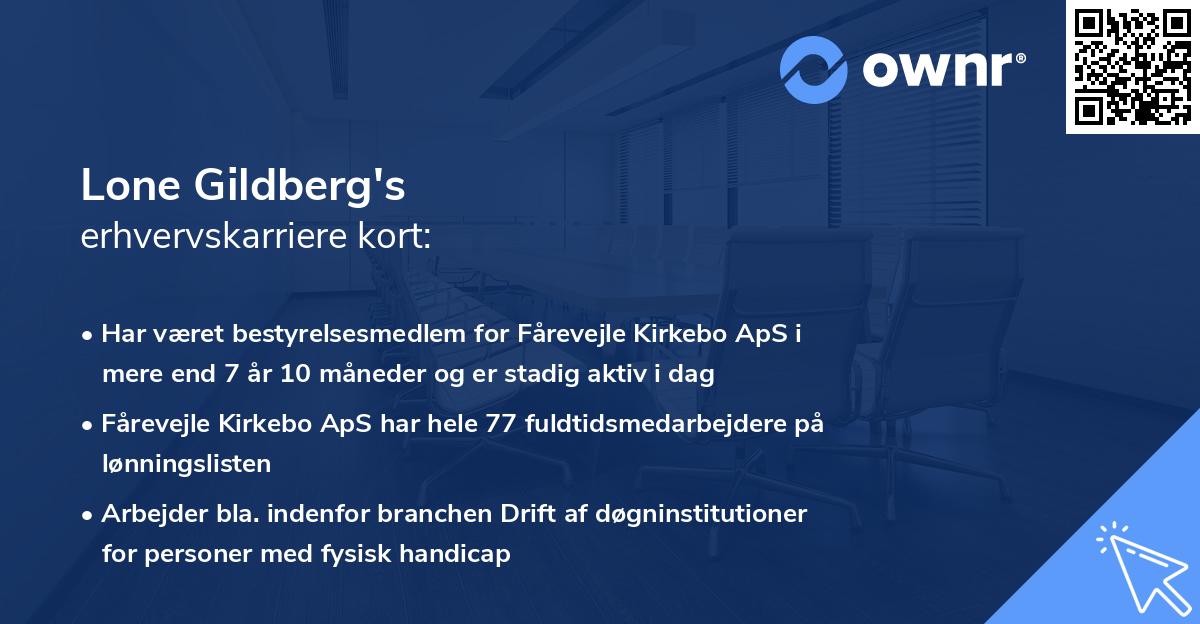 Lone Gildberg's erhvervskarriere kort