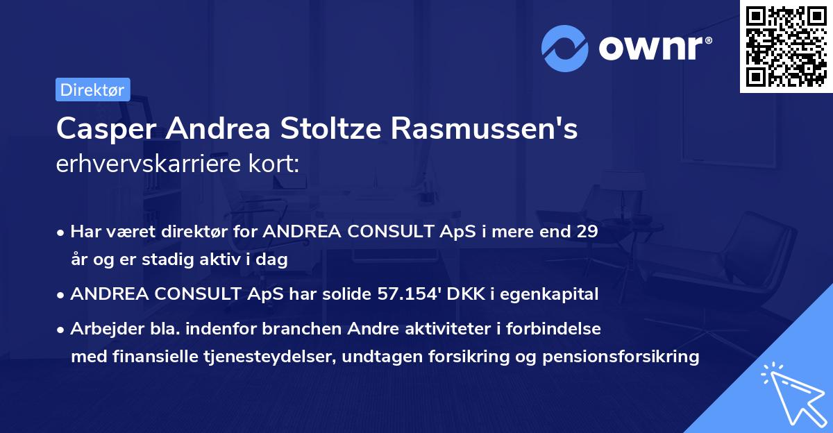 Casper Andrea Stoltze Rasmussen's erhvervskarriere kort