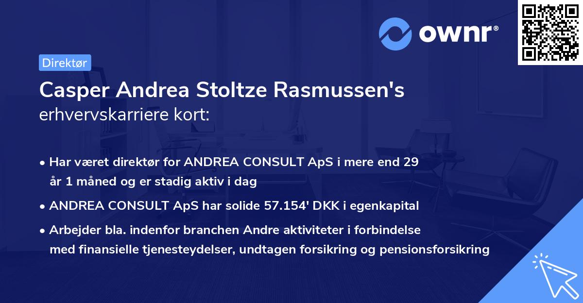 Casper Andrea Stoltze Rasmussen's erhvervskarriere kort