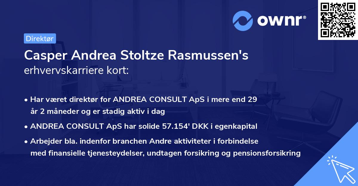 Casper Andrea Stoltze Rasmussen's erhvervskarriere kort