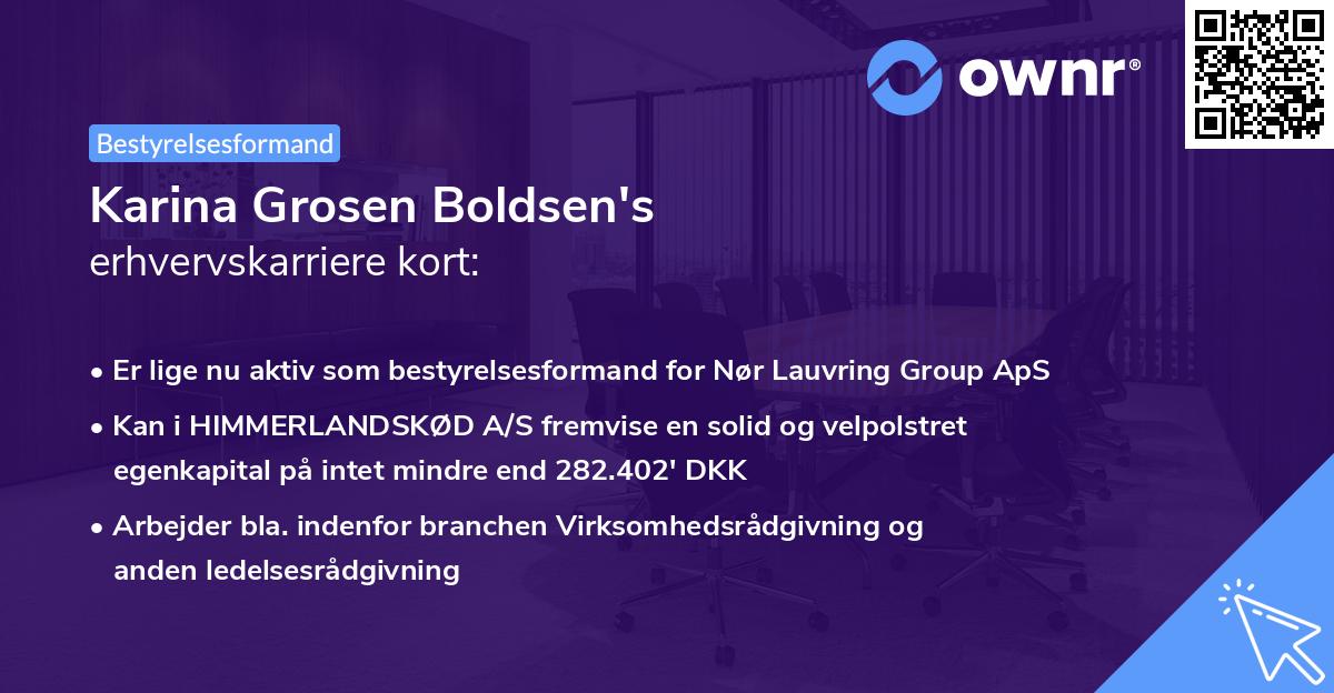 Karina Grosen Boldsen's erhvervskarriere kort