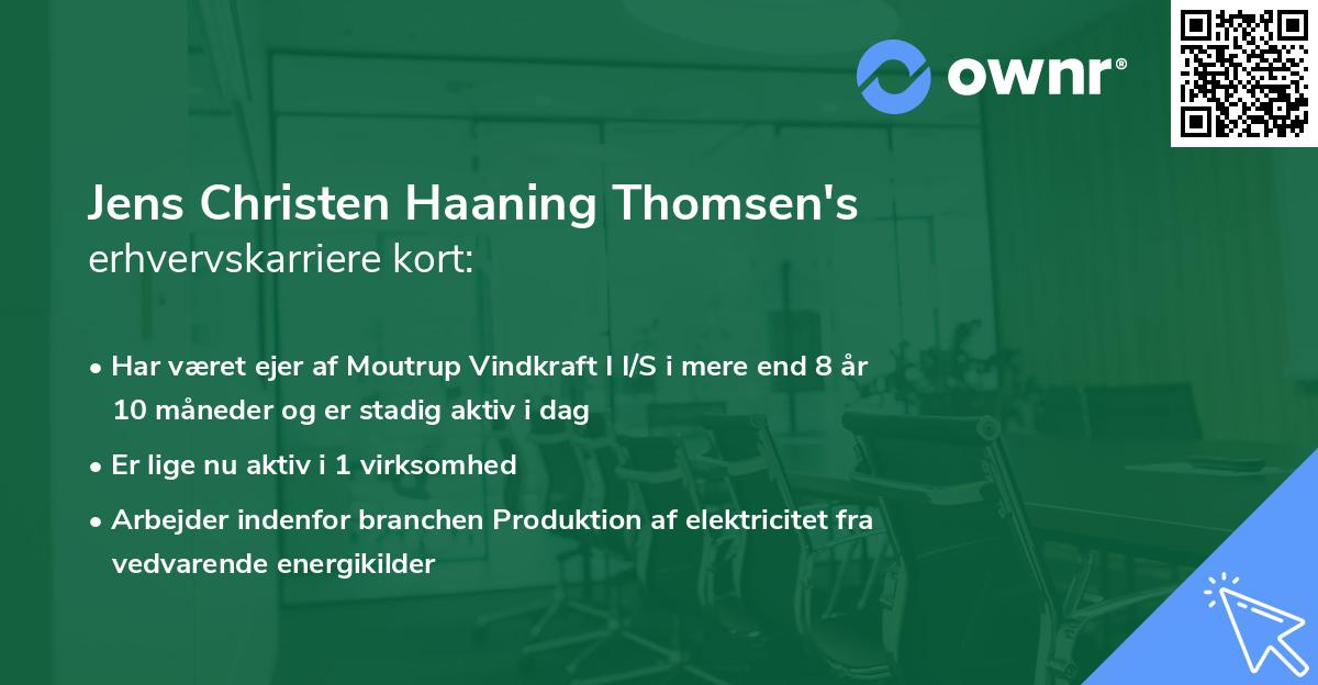 Jens Christen Haaning Thomsen's erhvervskarriere kort