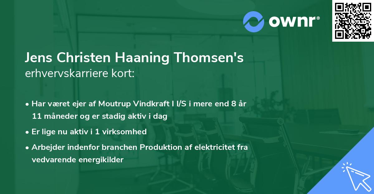 Jens Christen Haaning Thomsen's erhvervskarriere kort