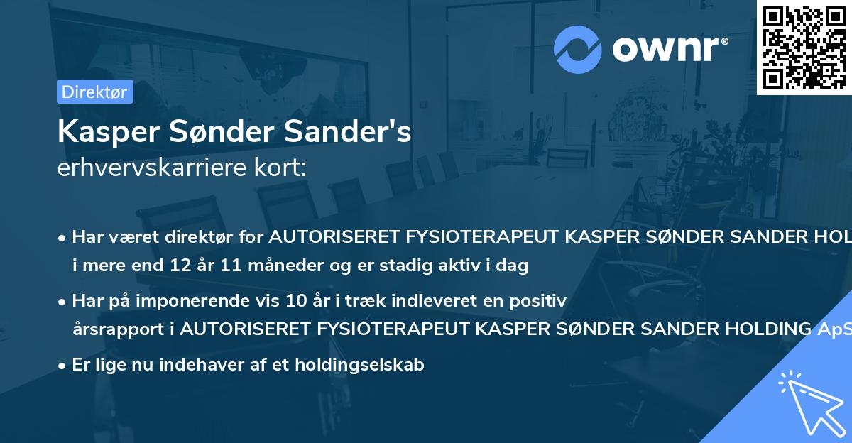 Kasper Sønder Sander's erhvervskarriere kort