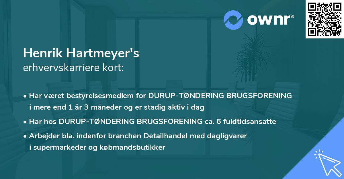 Henrik Hartmeyer's erhvervskarriere kort