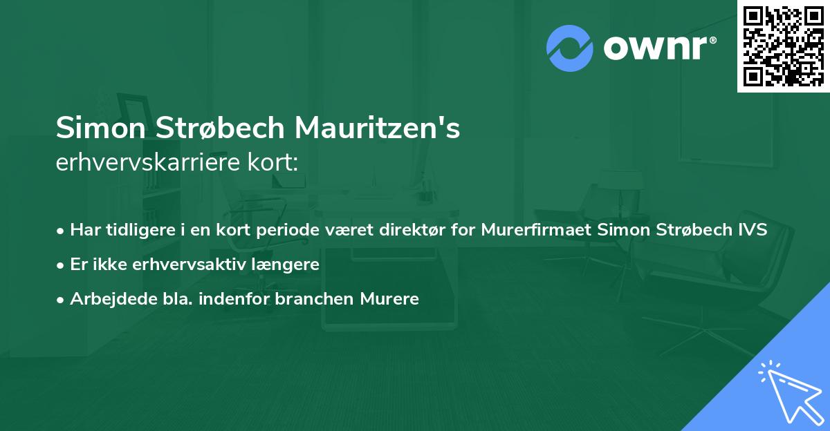 Simon Strøbech Mauritzen's erhvervskarriere kort