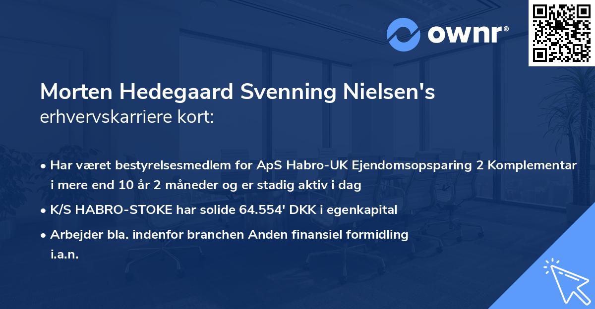 Morten Hedegaard Svenning Nielsen's erhvervskarriere kort