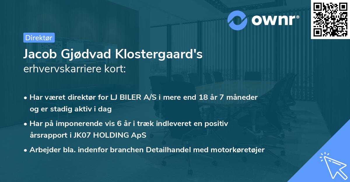 Jacob Gjødvad Klostergaard's erhvervskarriere kort