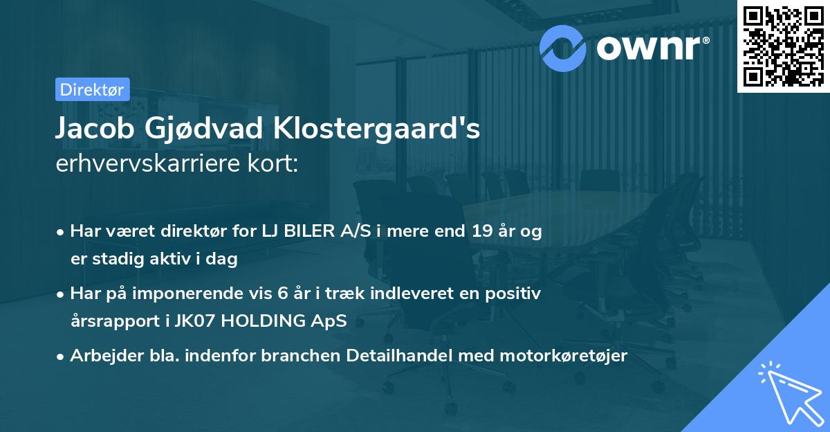 Jacob Gjødvad Klostergaard's erhvervskarriere kort