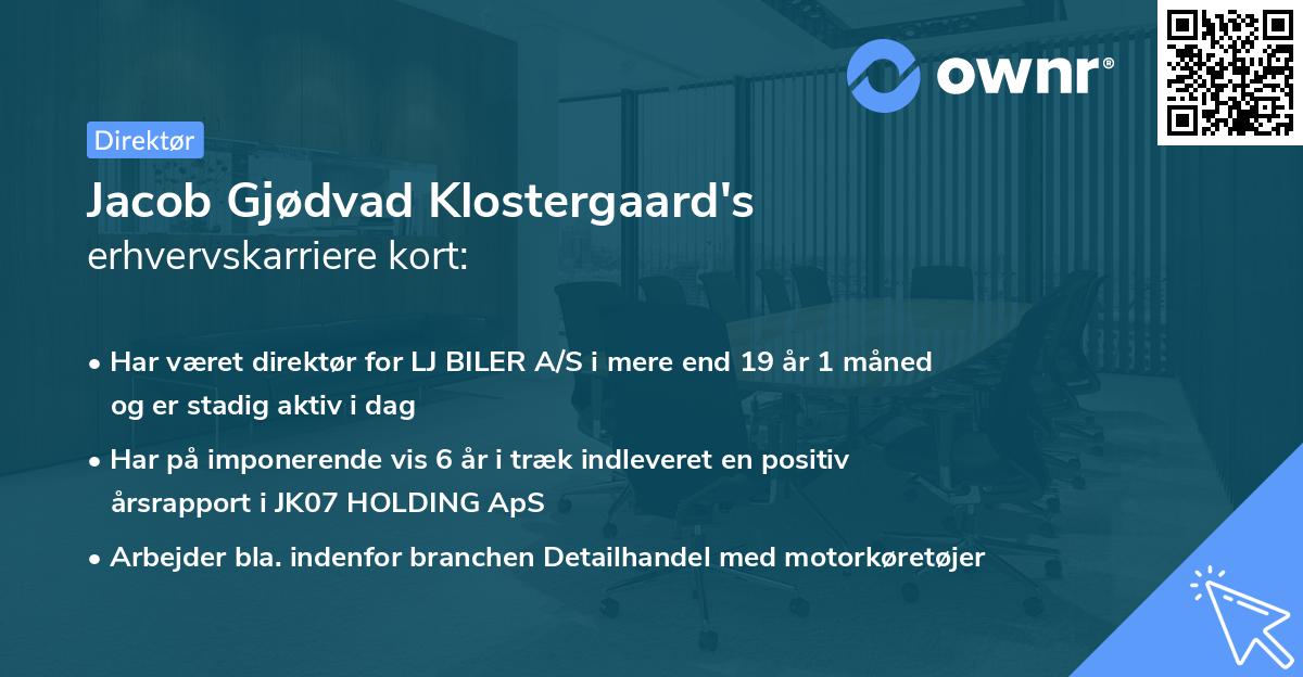 Jacob Gjødvad Klostergaard's erhvervskarriere kort