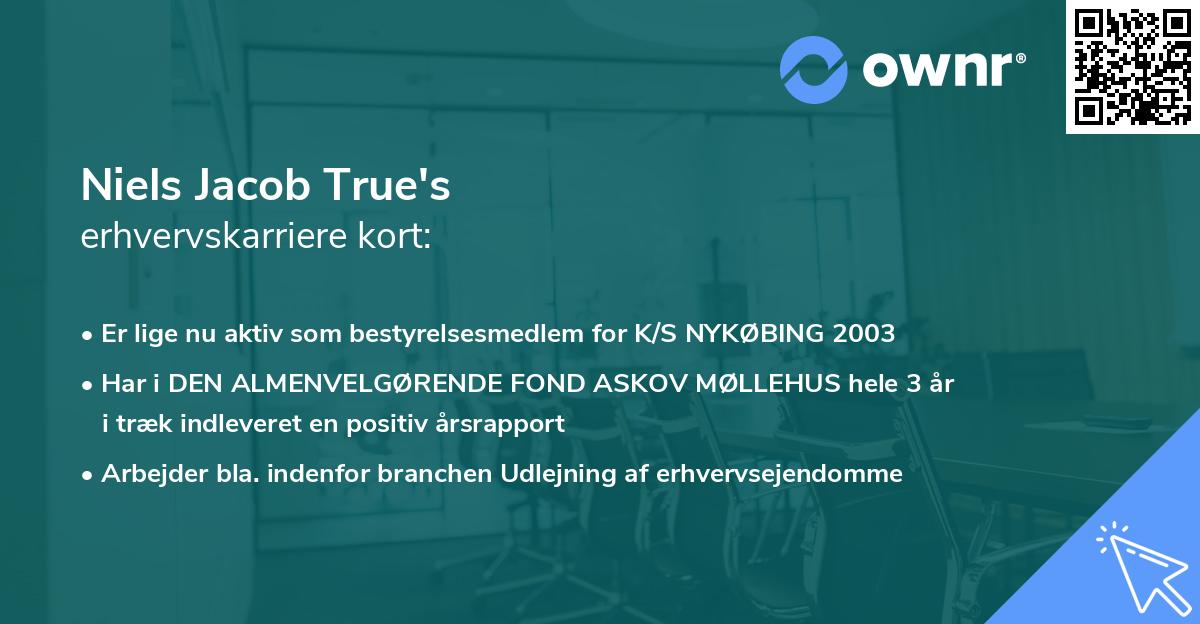 Niels Jacob True's erhvervskarriere kort