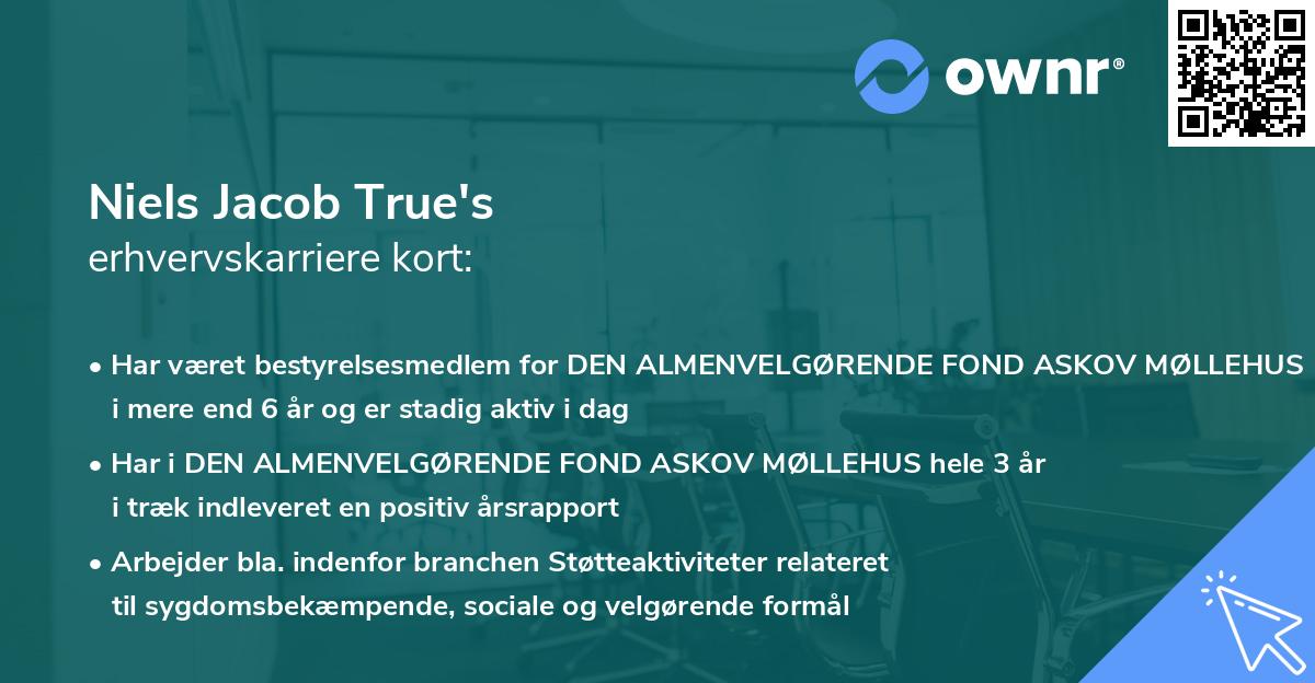 Niels Jacob True's erhvervskarriere kort