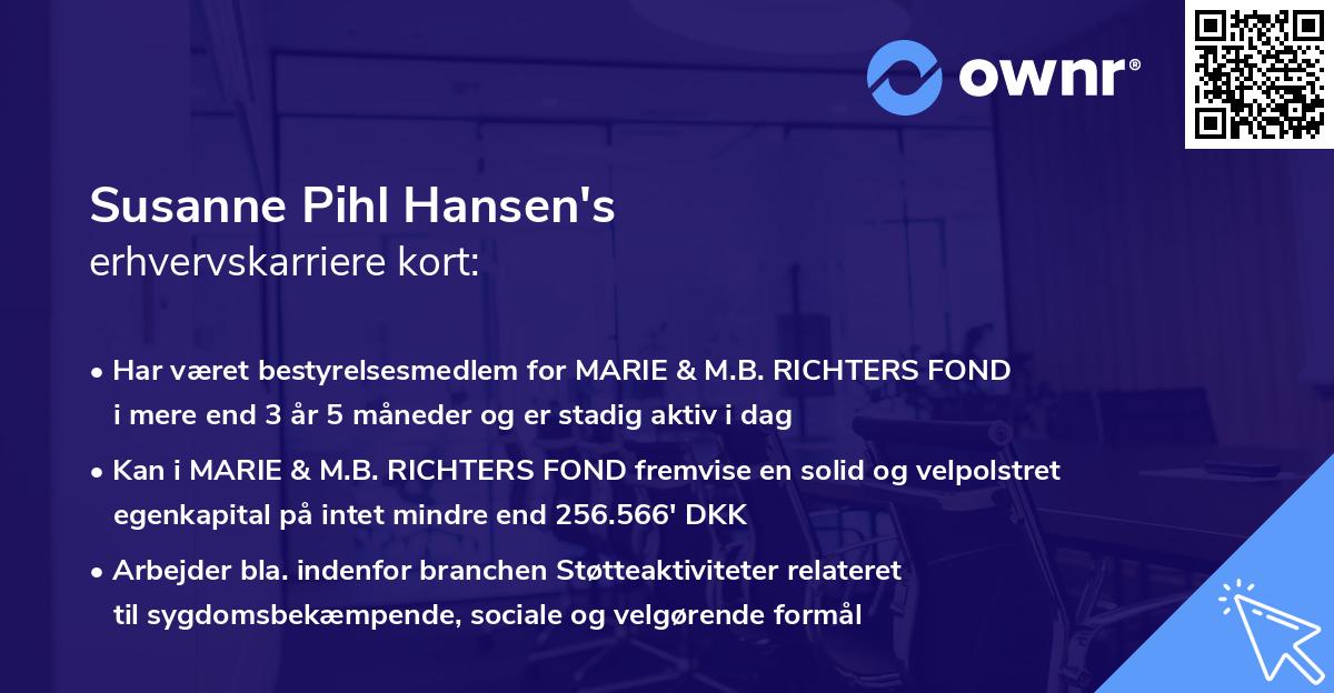Susanne Pihl Hansen's erhvervskarriere kort