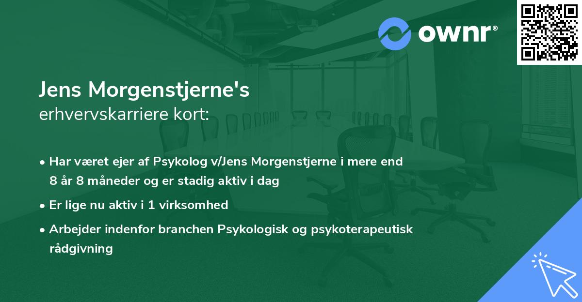 Jens Morgenstjerne's erhvervskarriere kort