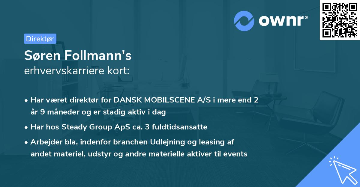 Søren Follmann's erhvervskarriere kort