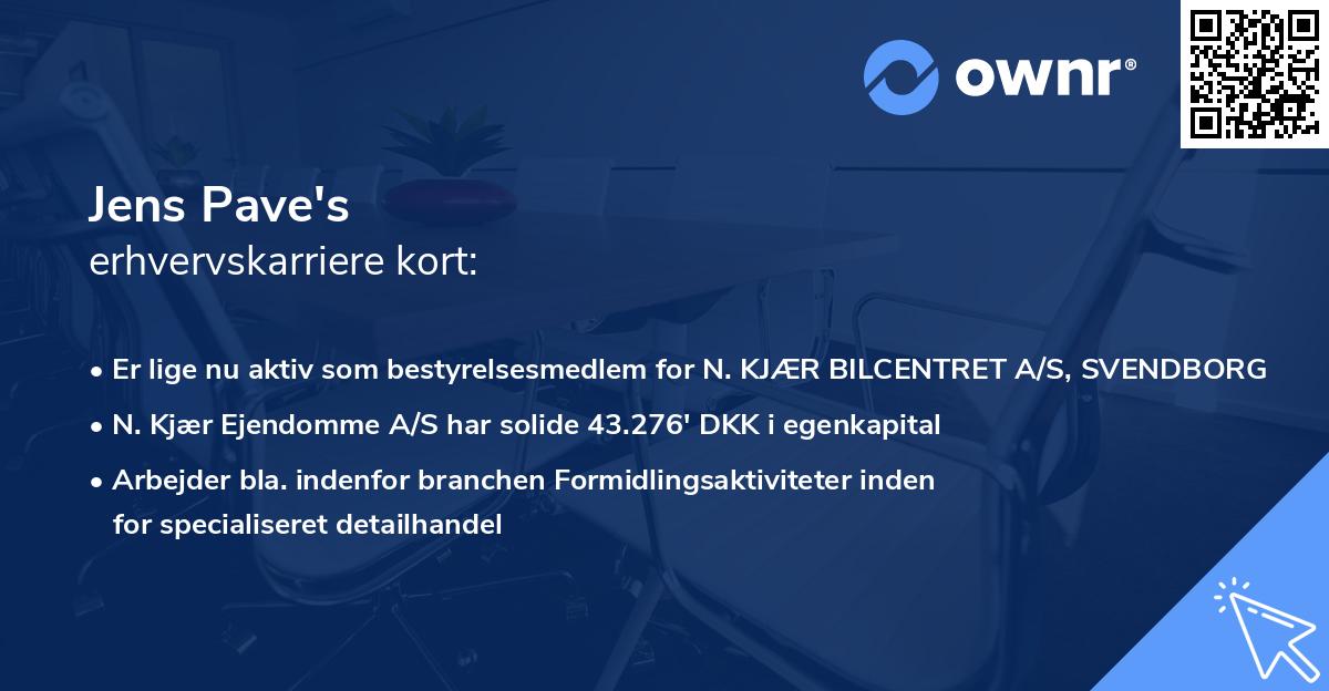 Jens Pave's erhvervskarriere kort