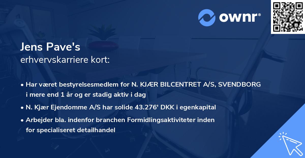 Jens Pave's erhvervskarriere kort
