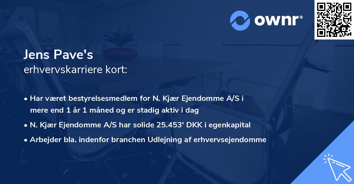 Jens Pave's erhvervskarriere kort