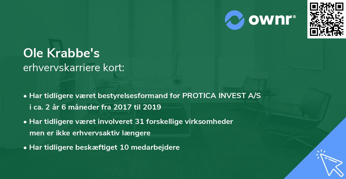Ole Krabbe's erhvervskarriere kort