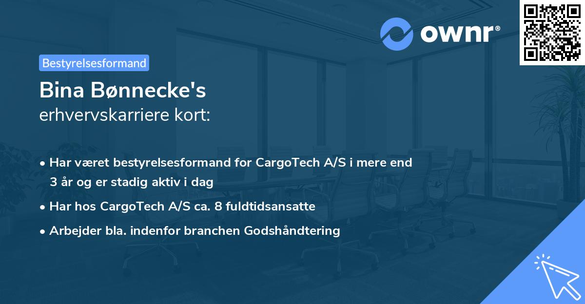 Bina Bønnecke's erhvervskarriere kort