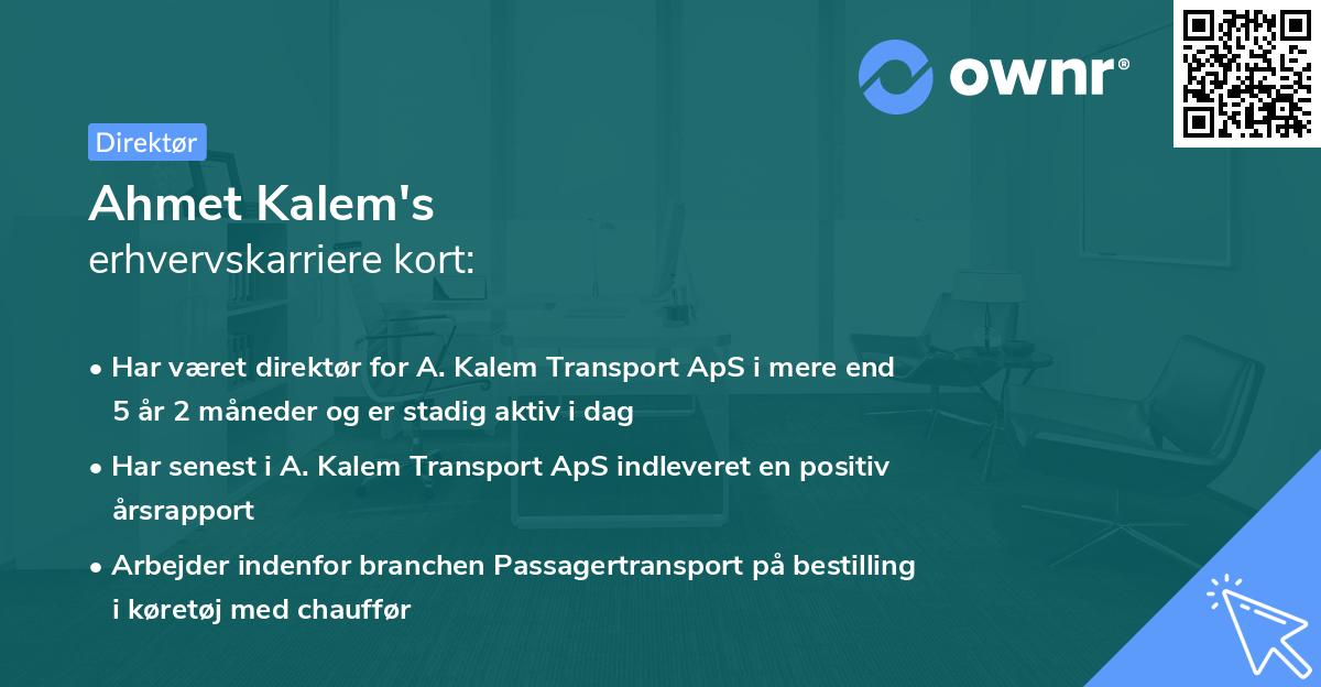 Ahmet Kalem's erhvervskarriere kort