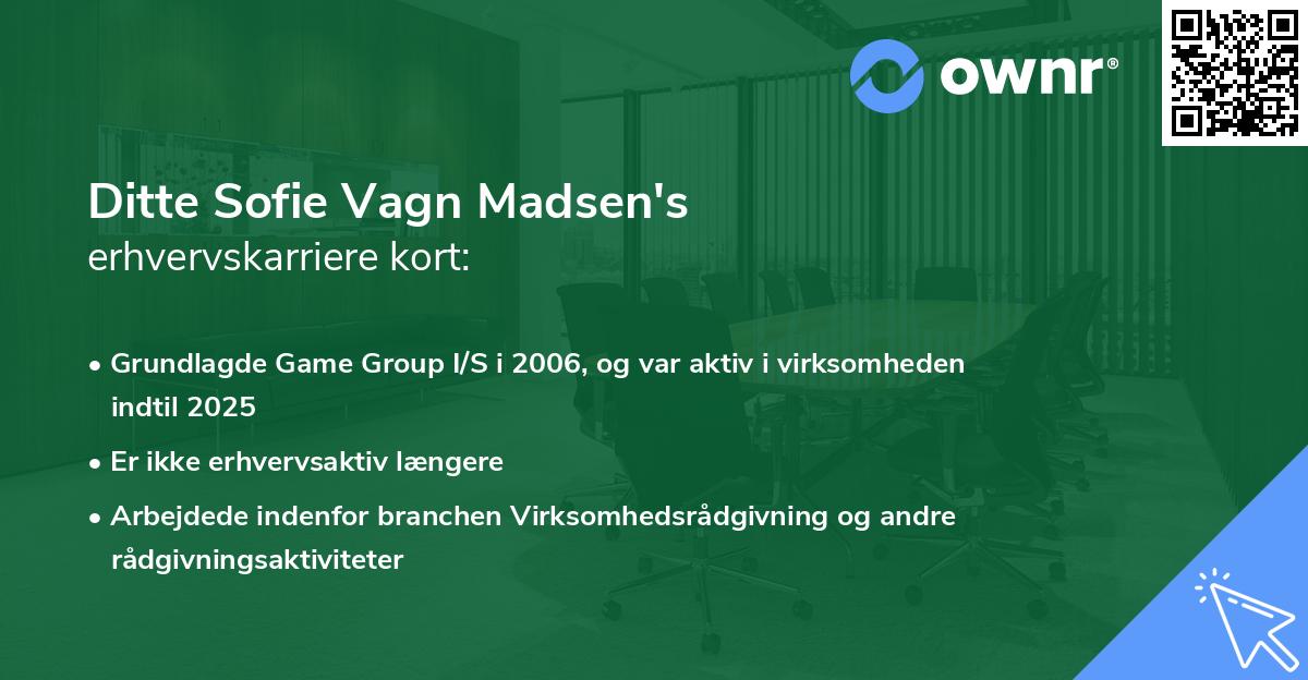 Ditte Sofie Vagn Madsen's erhvervskarriere kort