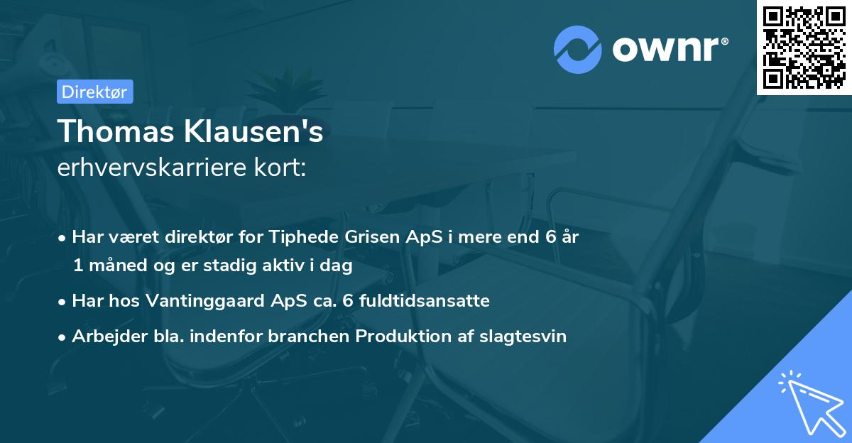 Thomas Klausen's erhvervskarriere kort