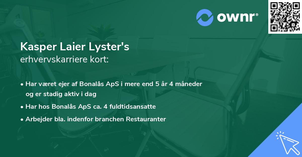 Kasper Laier Lyster's erhvervskarriere kort