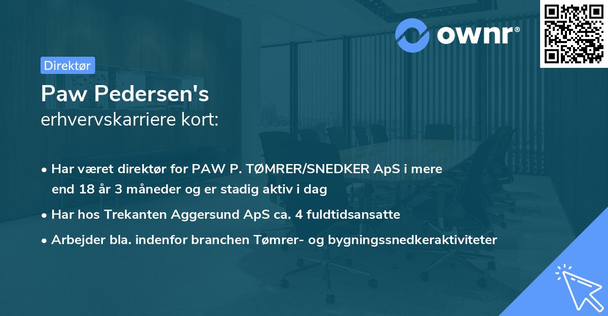 Paw Pedersen's erhvervskarriere kort