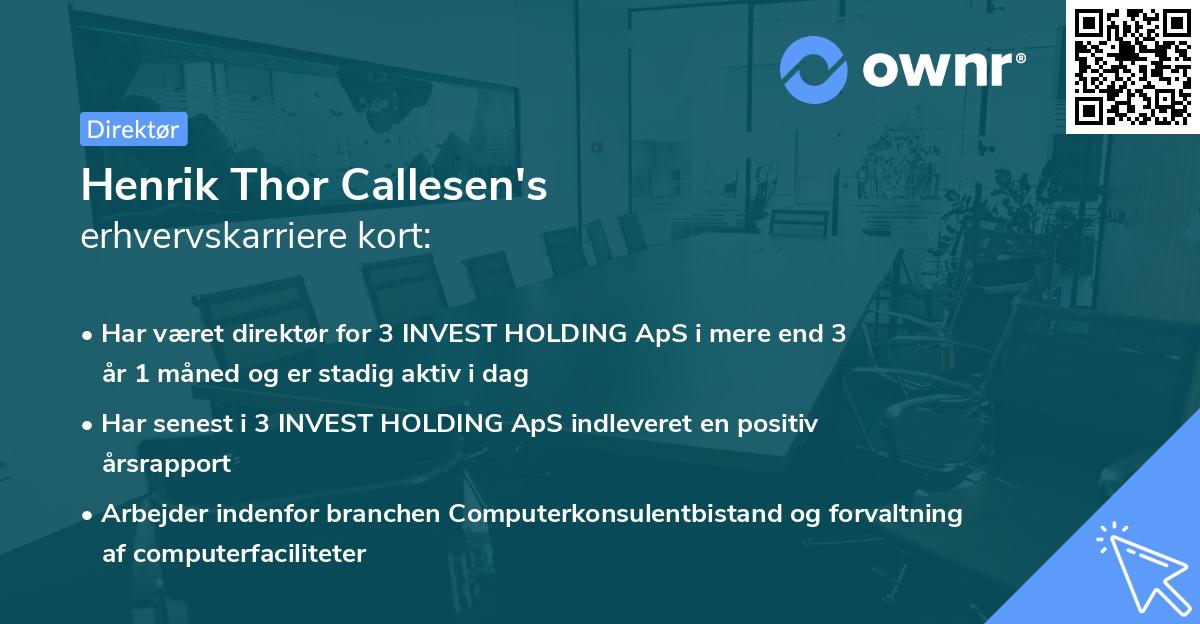 Henrik Thor Callesen's erhvervskarriere kort