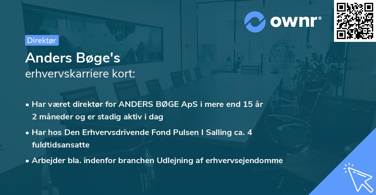 Anders Bøge's erhvervskarriere kort