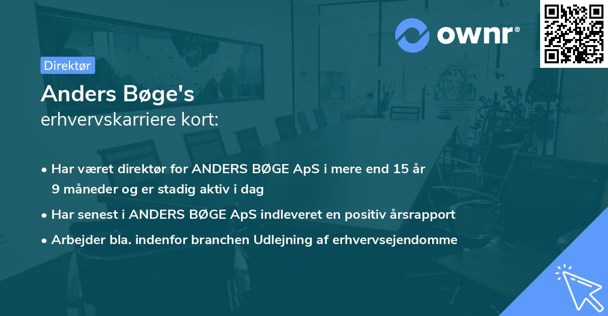 Anders Bøge's erhvervskarriere kort