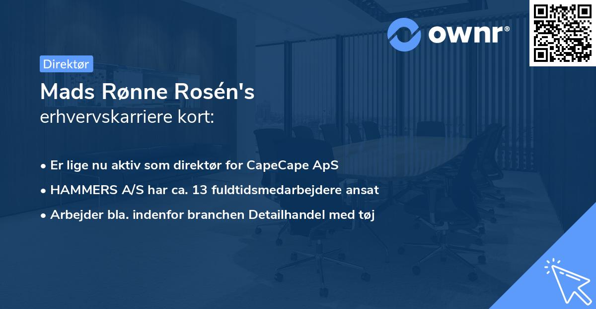 Mads Rønne Rosén's erhvervskarriere kort