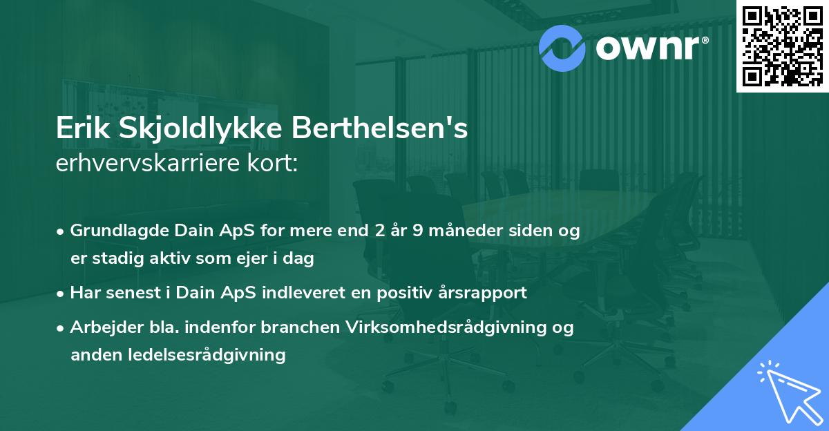 Erik Skjoldlykke Berthelsen's erhvervskarriere kort