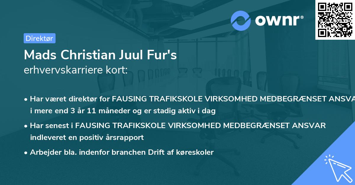 Mads Christian Juul Fur's erhvervskarriere kort