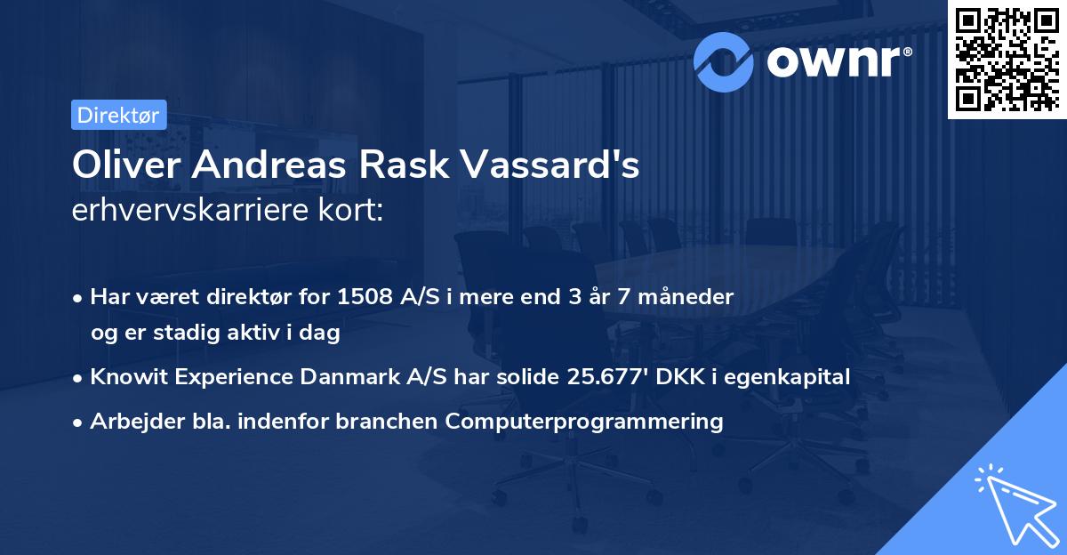 Oliver Andreas Rask Vassard's erhvervskarriere kort