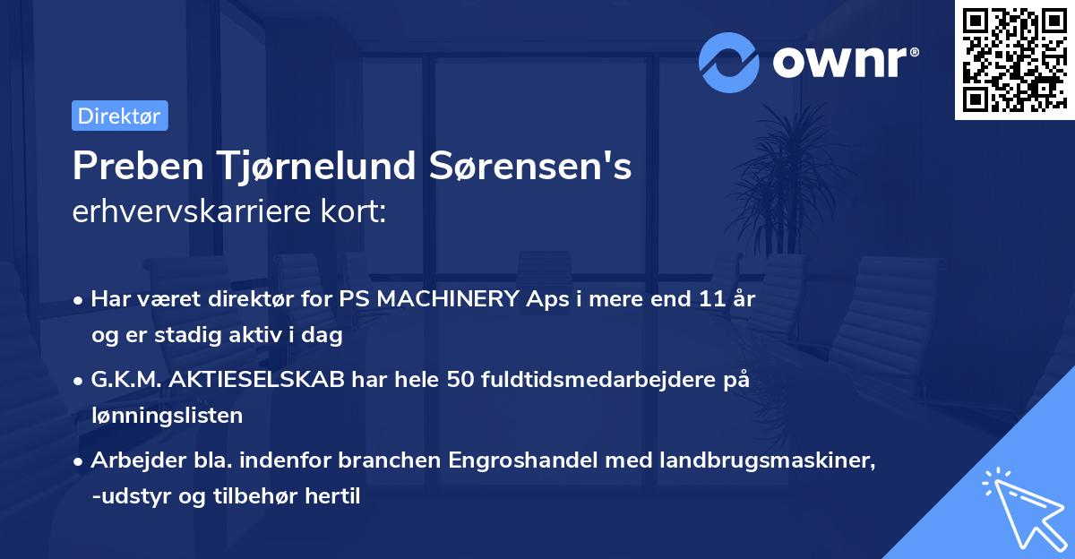 Preben Tjørnelund Sørensen's erhvervskarriere kort