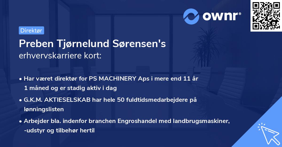 Preben Tjørnelund Sørensen's erhvervskarriere kort