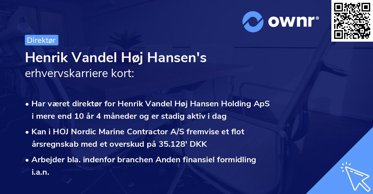 Henrik Vandel Høj Hansen's erhvervskarriere kort